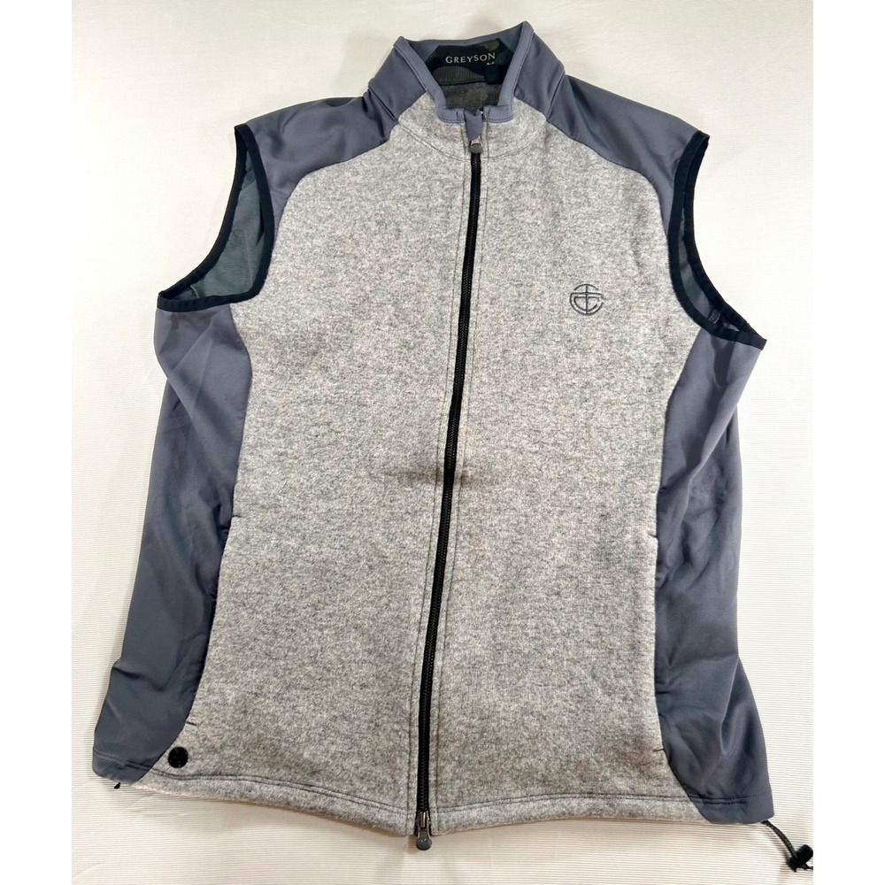 Greyson Clothiers Mens Full Zip Golf Vest Gray Fleece Hybrid Size Large L
